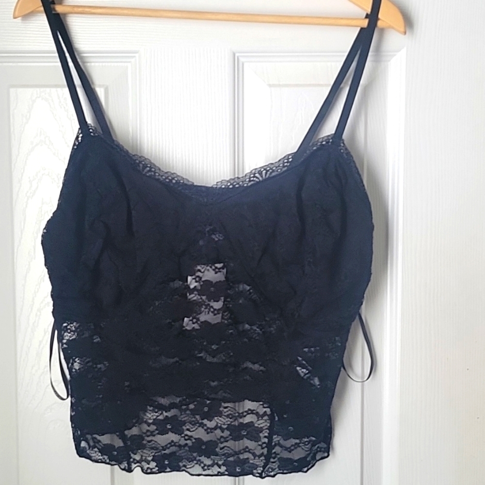 Black lace knit camisole
